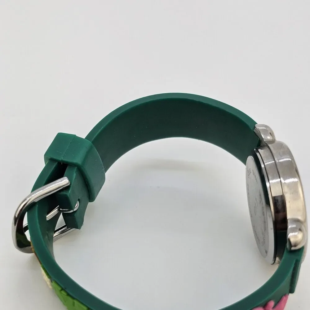 Kids Watch‎ 27MM White Dial Animal Characters Green Plastic Bands New Battery